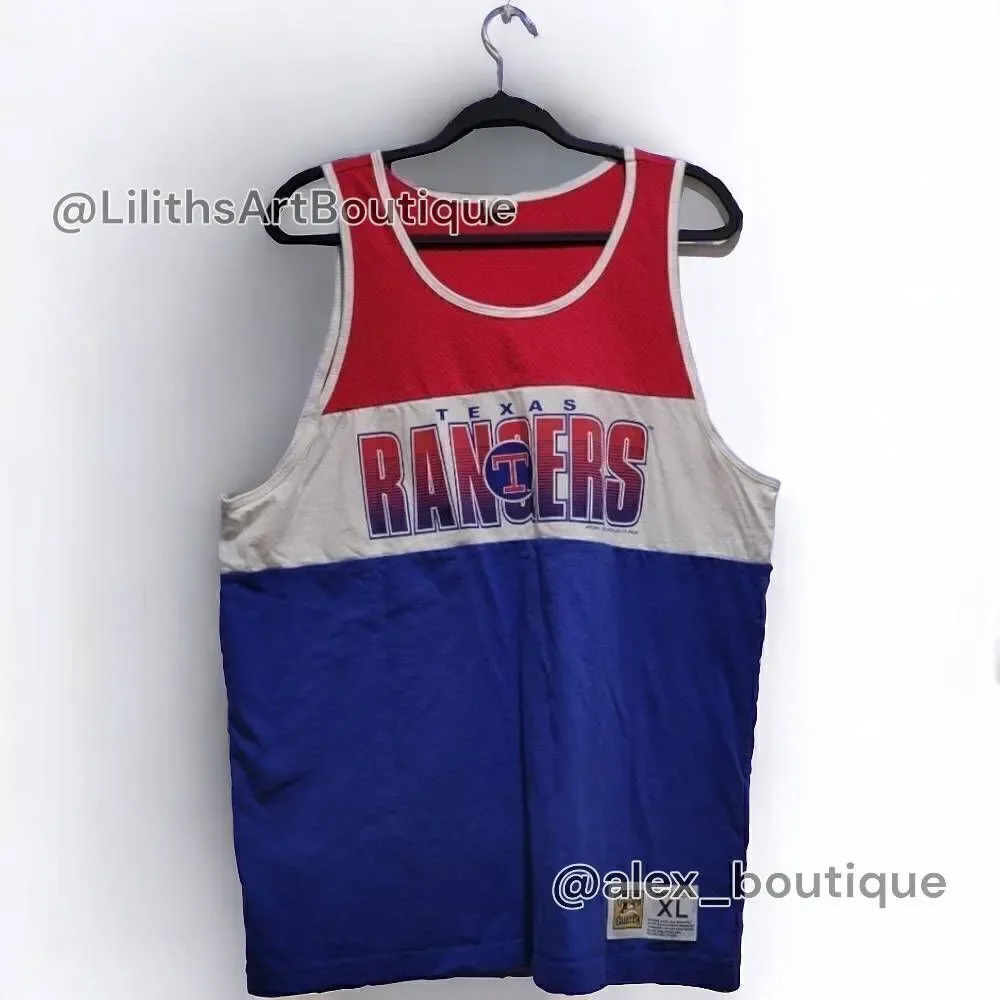 Texas Rangers Mitchell & Ness Home Stand Tanktop(N019)-Size XL for Men